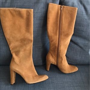 STUART WEITZMAN COGNAC SUEDE BOOTS NWOT SIZE 5