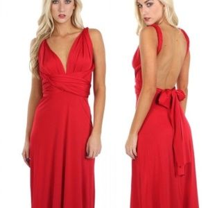 Red multiway convertible Maxi Dress