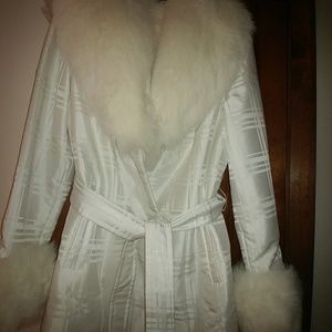 White mink collar and sleeve coat
