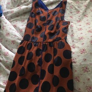 Orange and navy polka dot anthropologie  dress