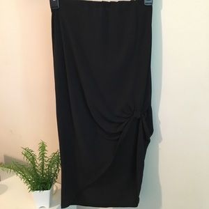 Black Tie Knot Skirt (Thigh "Split")