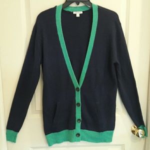 Caslon navy w teal trim cardigan size M