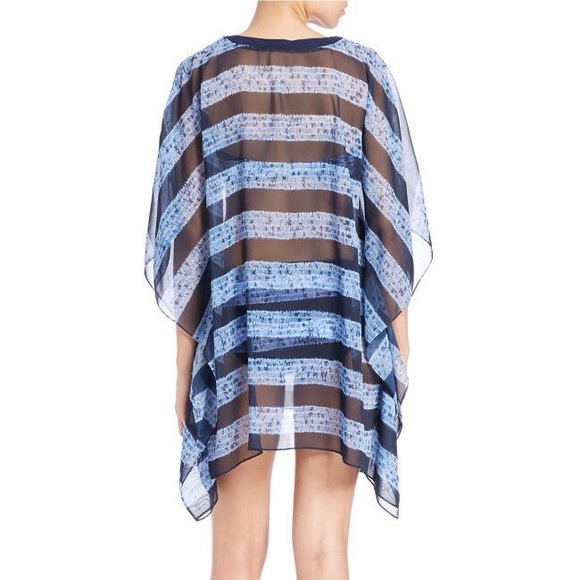 🆕MKors Beach Sheer Swim Cover Up Striped Chiffon - Picture 2 of 7