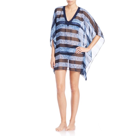 🆕MKors Beach Sheer Swim Cover Up Striped Chiffon - Picture 3 of 7