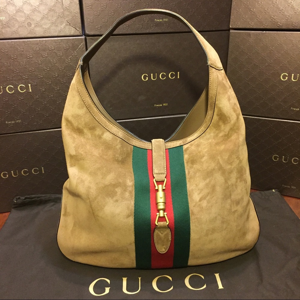 Gucci Brown Suede Handbag With Wallet