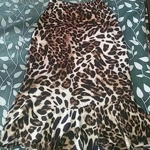 Bold Cheetah Print Pencil Skirt with Ruffles