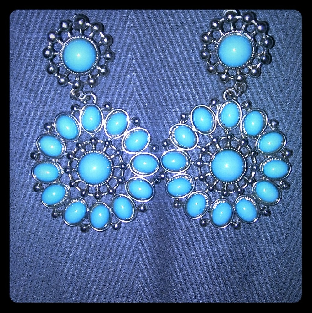 Silver and Blue Earrings