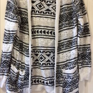 Black and white tribal print cardigan
