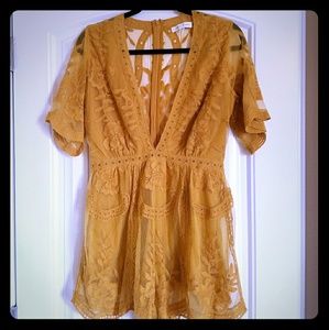 Mustard lace romper
