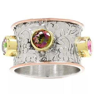 💗NATURAL RAINBOW TOPAZ EARRINGS•925K SS➕BRONZE💗