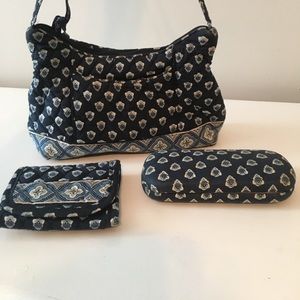 Vera Bradley purse, matching wallet & glasses case