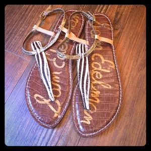 Sam Edelman Gigi Sandal 7.5 calf hair metallic