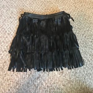 Leather Fringed Skirt
