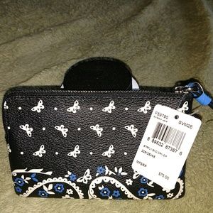 Coach Black Bandana Print Wristlet NWT