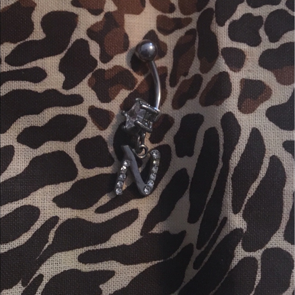 Monogram "N" Rhinestone Bellybutton Ring! NWOT