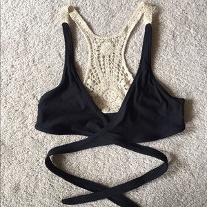 L Space Joey Crochet wrap bikini top