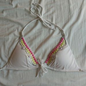 VS Swim White Pushup Bejeweled Top