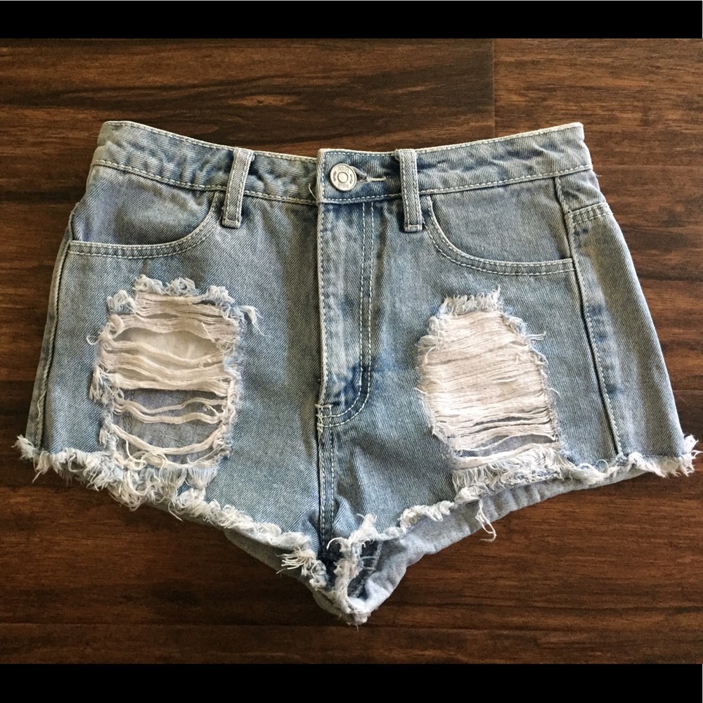 high waisted denim shorts