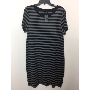 Mossimo black & grey striped t-shirt dress NWT L