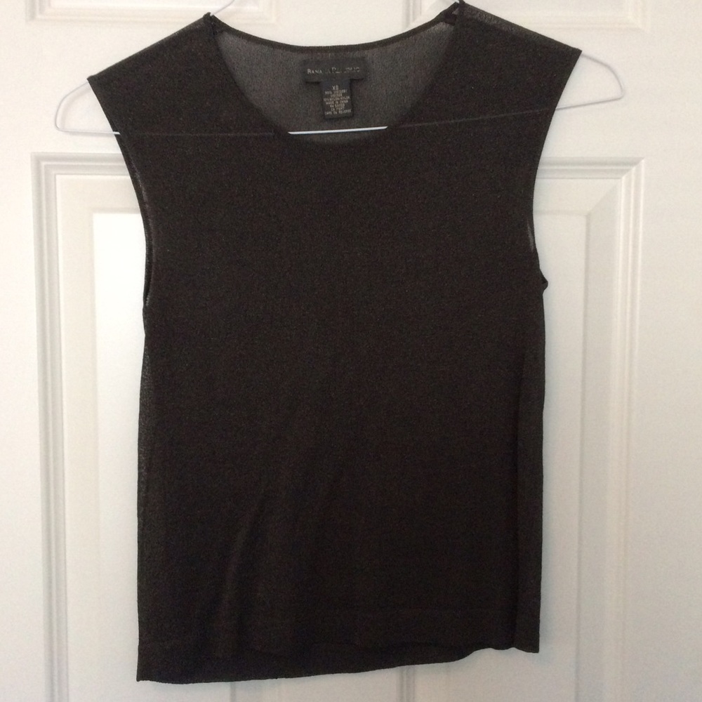 Banana Republic Metallic Sheer Sparkle Gray Top Size XS