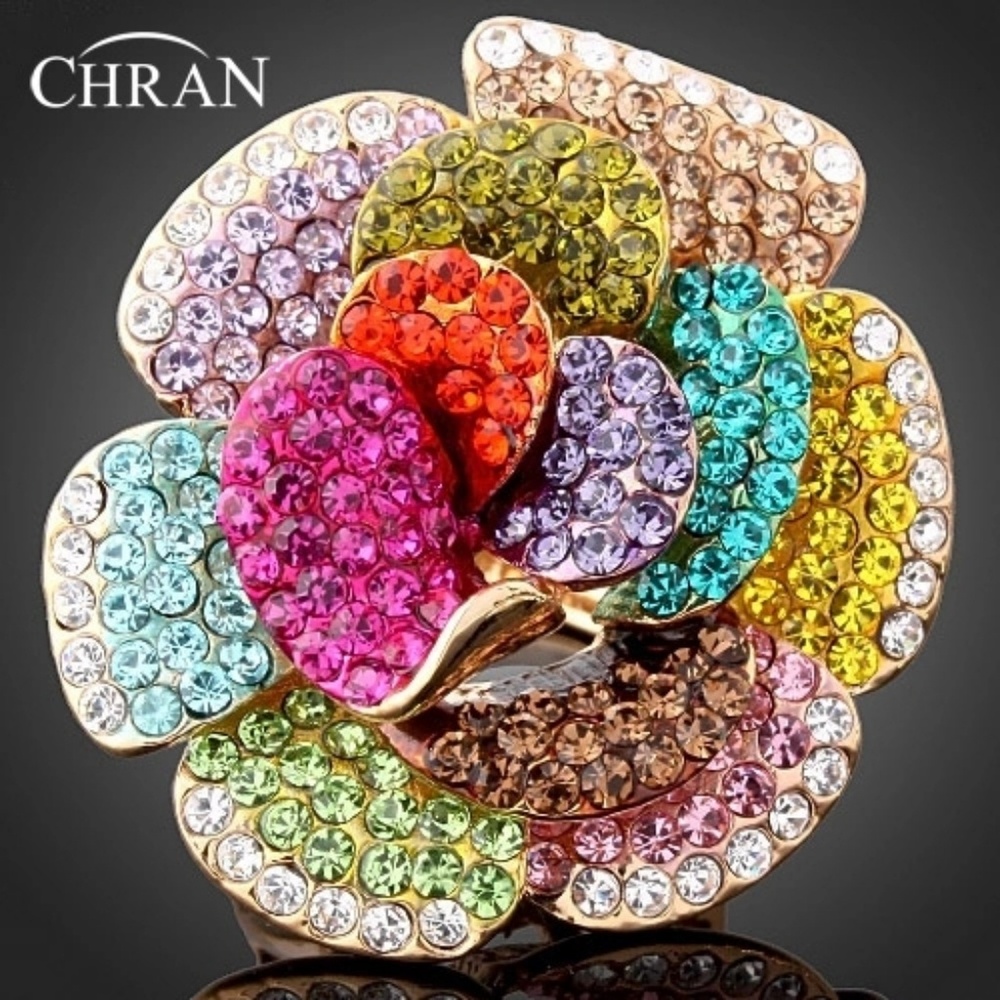 Flower full color rhinestone size 7