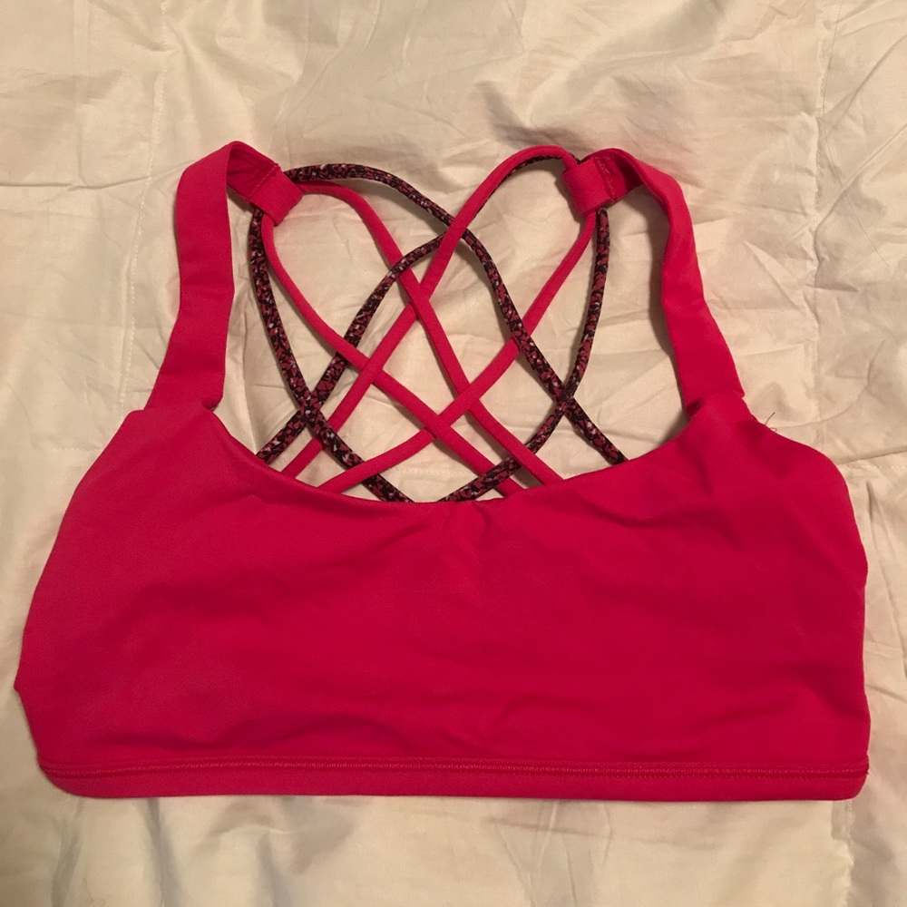 Pink lily lemon sports bra