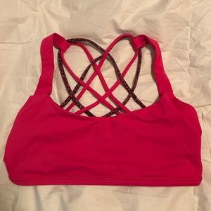 Pink lily lemon sports bra