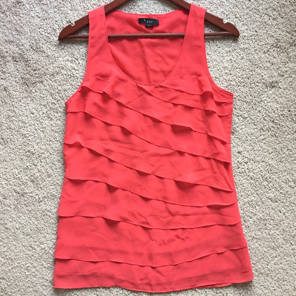 {Forever 21} Ruffle Sleeveless Orange Tank Top