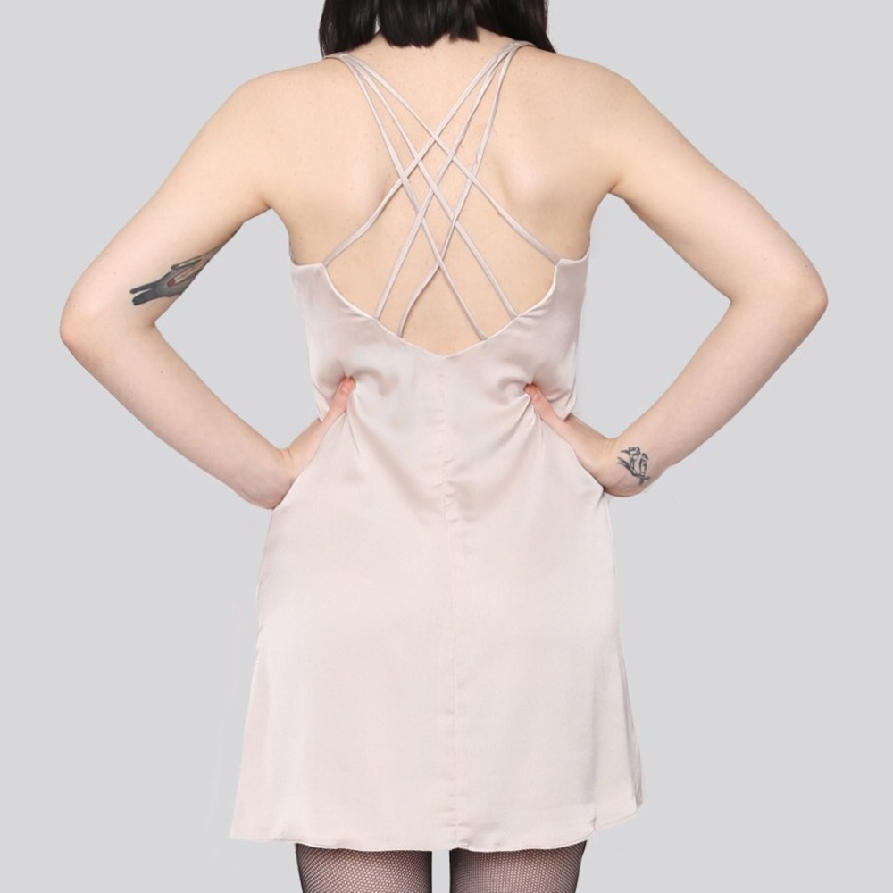 Cotton Candy Satin Slip Dress w/ Crossed Straps