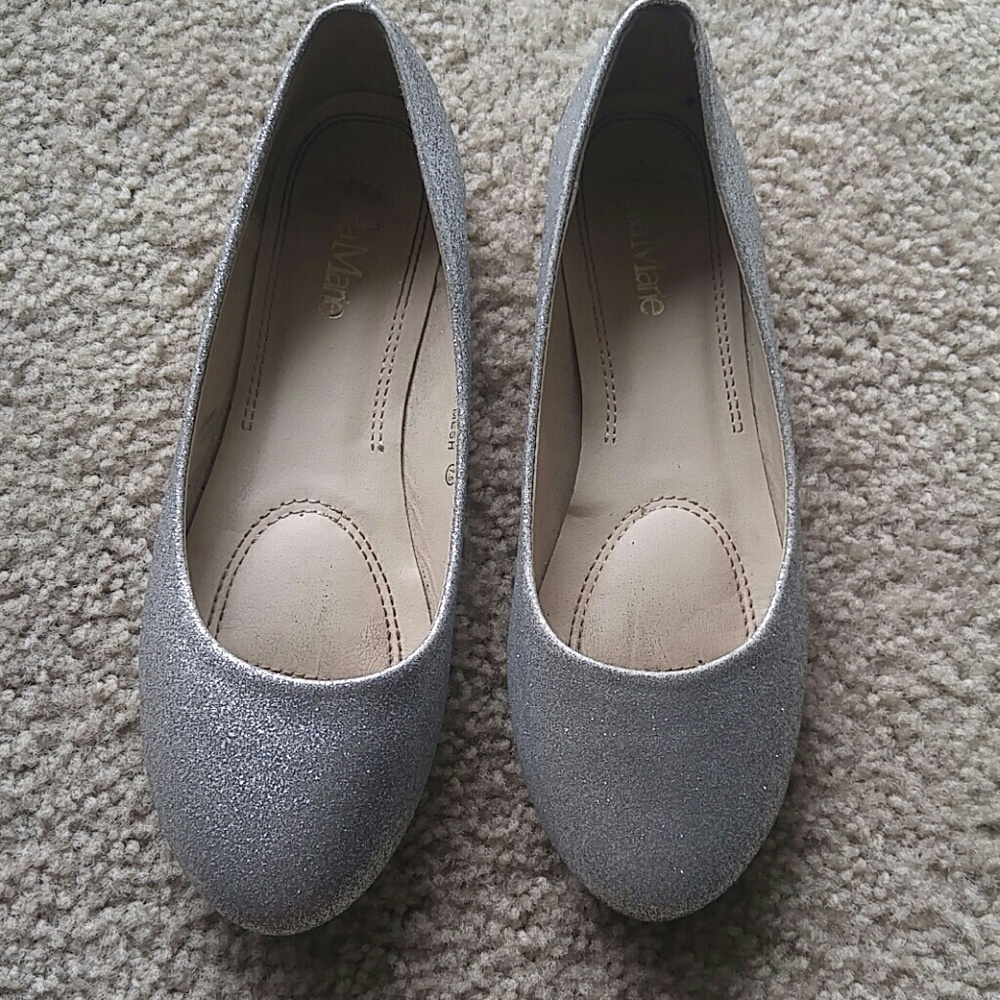Silver glitter flats
