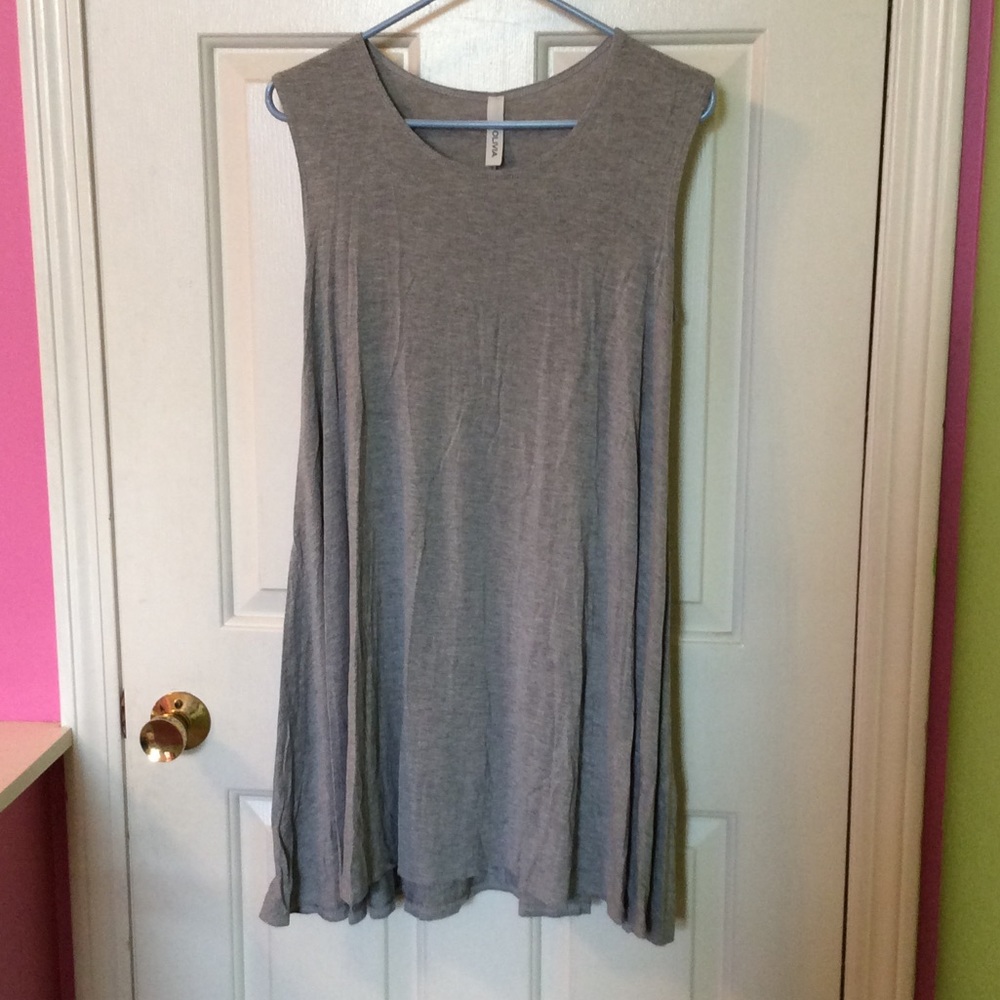 Gray/grey sleeveless t-shirt dress