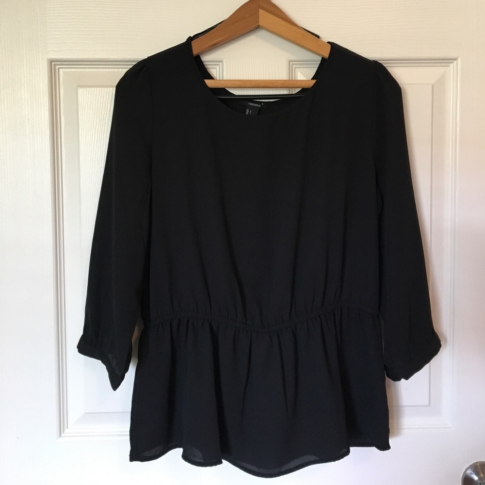 Black peplum blouse