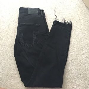 Zara distressed black skinny jeans