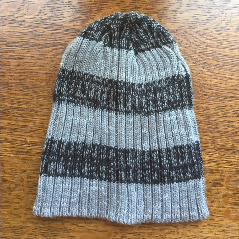 Gray & Black striped beanie