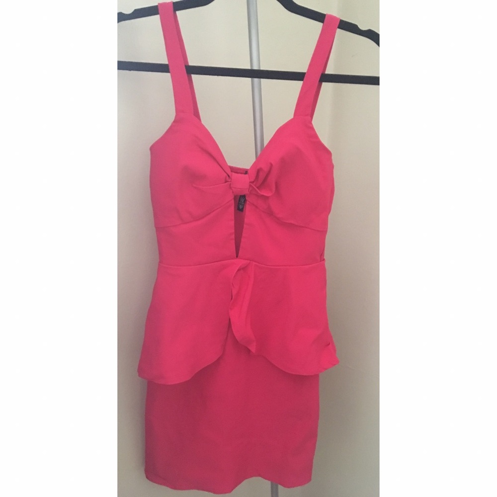 Hot pink peplum dress