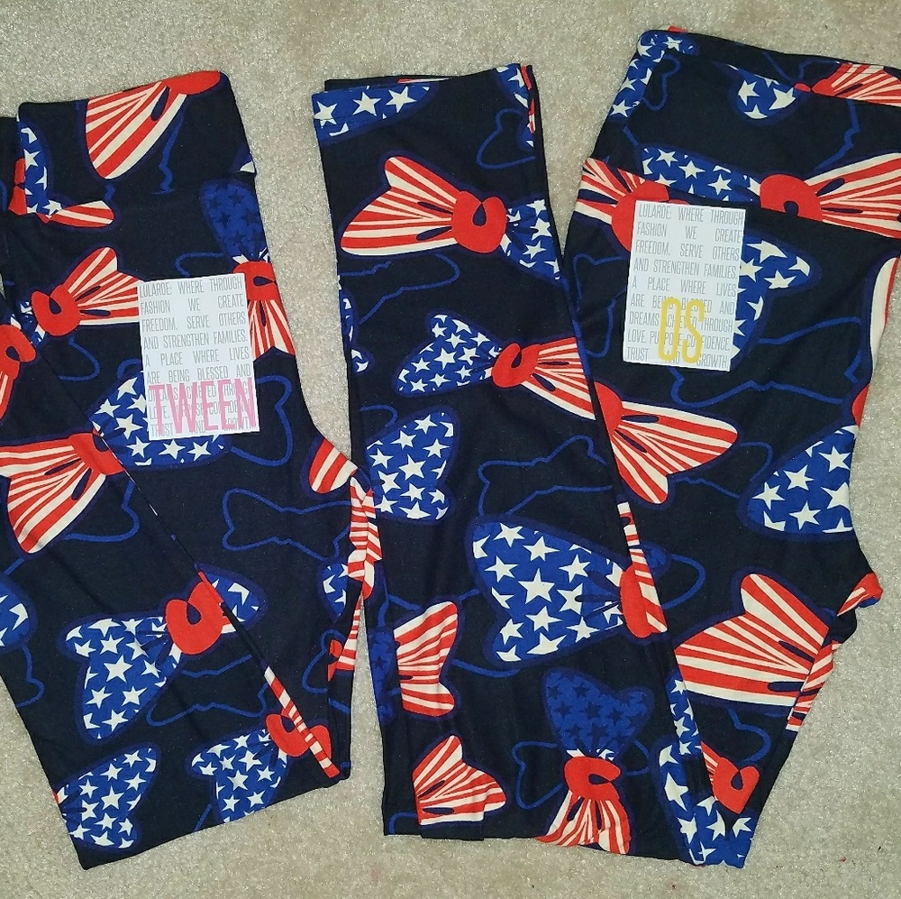 Lularoe os and tween bow leggings
