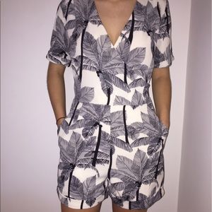 Palm tree printed romper