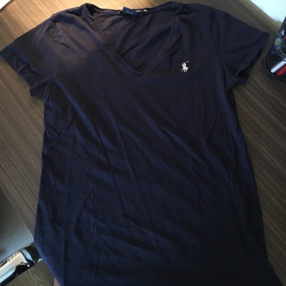 Navy v-neck polo tee