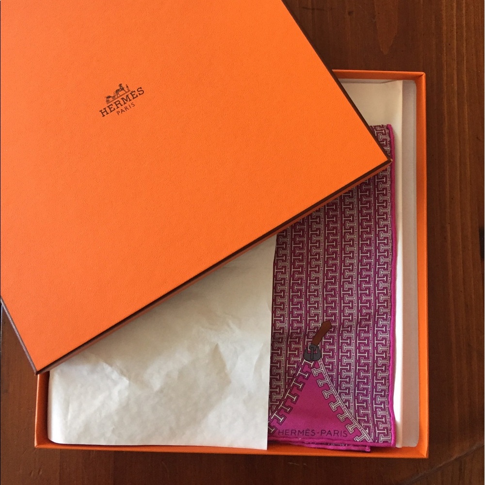 Hermes pink silk scarf- in the box!