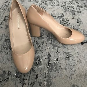 Via Spiga chunky heel nude pumps