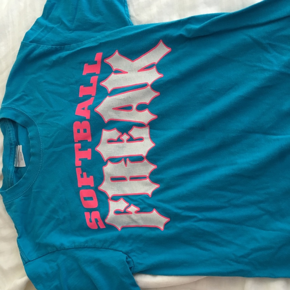 Softball freak blue pink and white t-shirt
