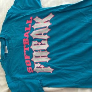 Softball freak blue pink and white t-shirt