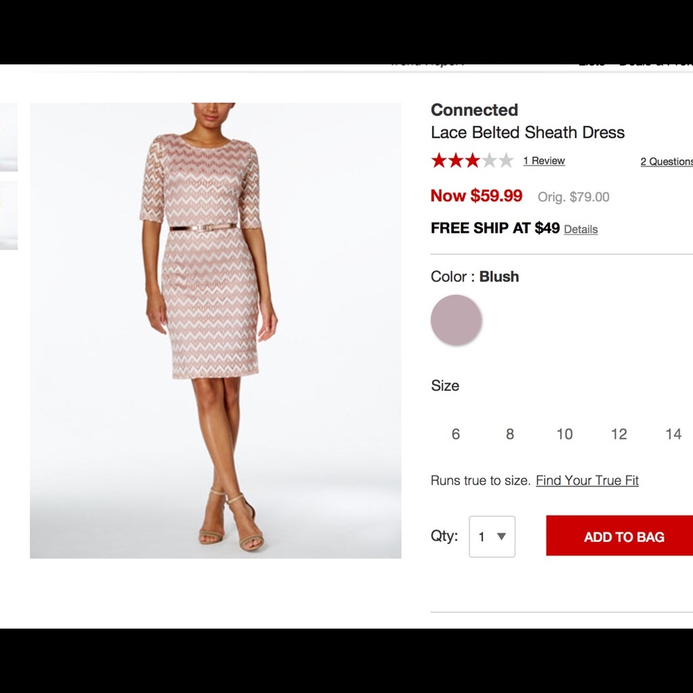 Connected Lace Sheath Dress size 12