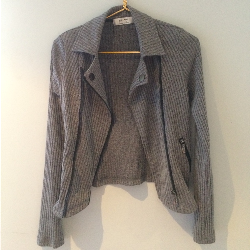 Privy Gray Knit Bomber