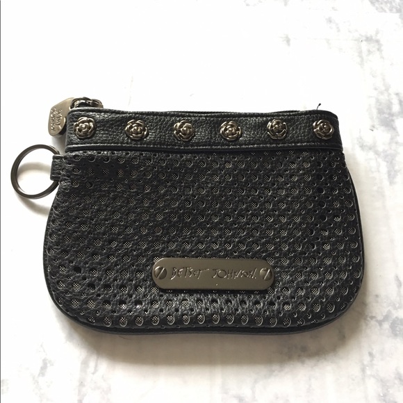 Betsy Johnson Black Rose Wallet Cardholder purse - Picture 1 of 4