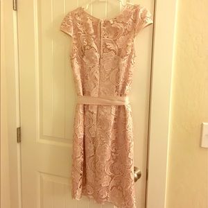 Lace Cap Sleeve Illusion Sheath Dress