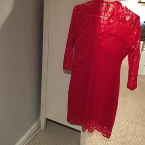 Lace red dress