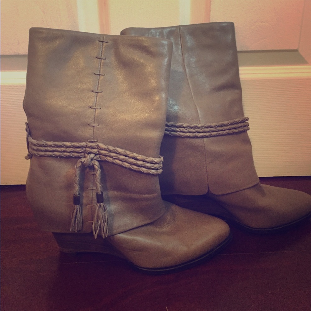 Wedged Leather Boots