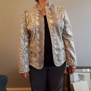 Faux snakeskin moto/scuba jacket