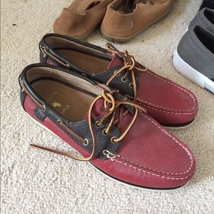 Red/brown leather Polo boat shoes
